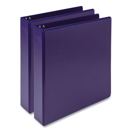 Earth's Choice Plant-Based Economy Round Ring View Binders, 3 Rings, 1.5" Capacity, 11 x 8.5, Purple, 2/Pack