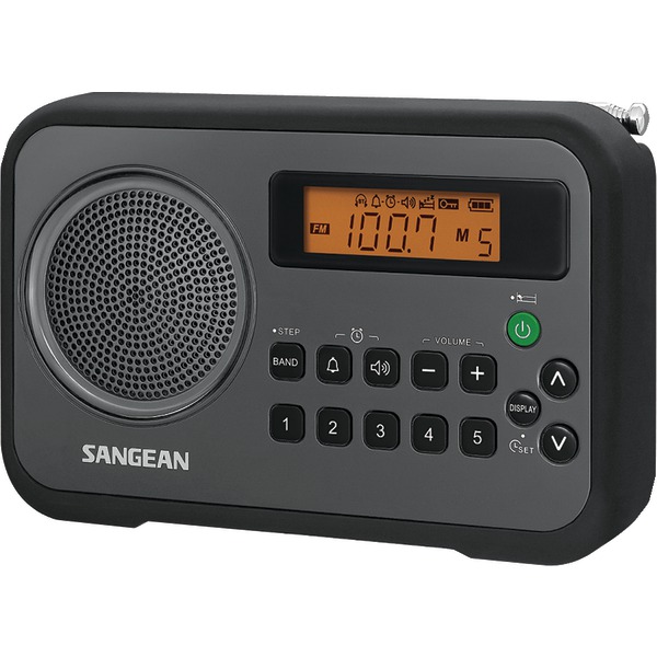 SANGEAN PR-D18BK AM/FM DIGITAL PORTABLE RECEIVER WITH ALARM CLOCK (BLACK)