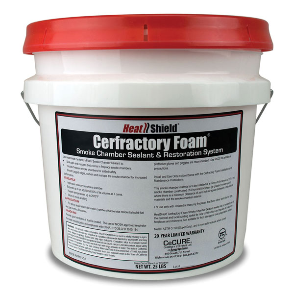 25 Lb. Bucket Heat Shield Cerfractory Foam Smoke Chamber Sealant & Restoration System - 300199