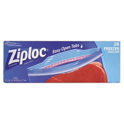 Zipper Freezer Bags, 1 gal, 2.7 mil, 9.6" x 12.1", Clear, 28/Box, 9 Boxes/Case