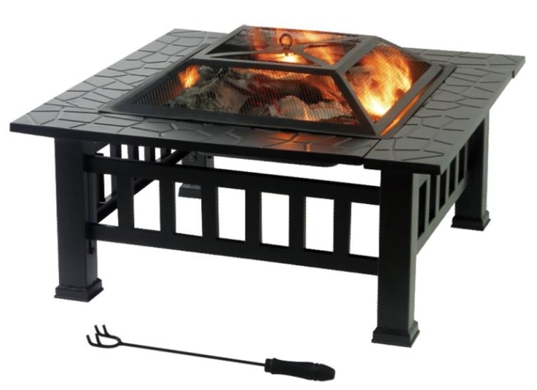 FIRE PIT SQUARE STEEL 32 IN