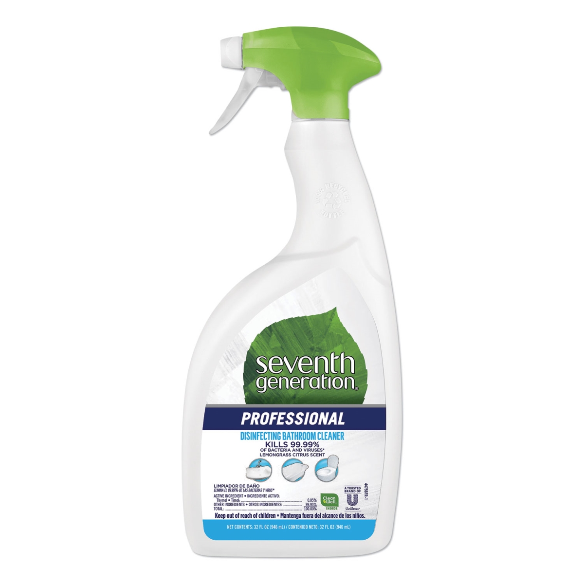 Disinfecting Bathroom Cleaner, Lemongrass Citrus, 32 oz Spray Bottle, 4/Case
