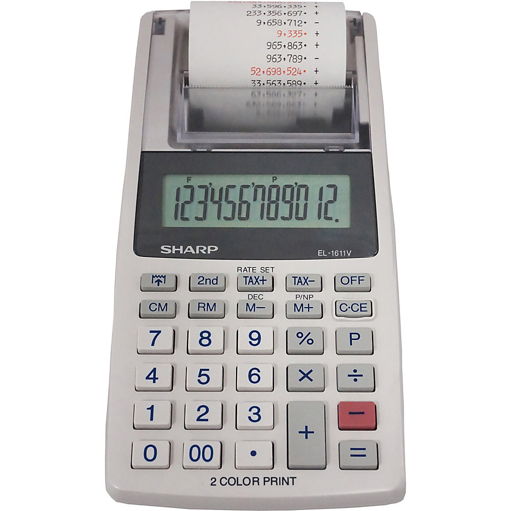 EL-1611V Printing Calculator, Black/Red Print, 2 Line/Second