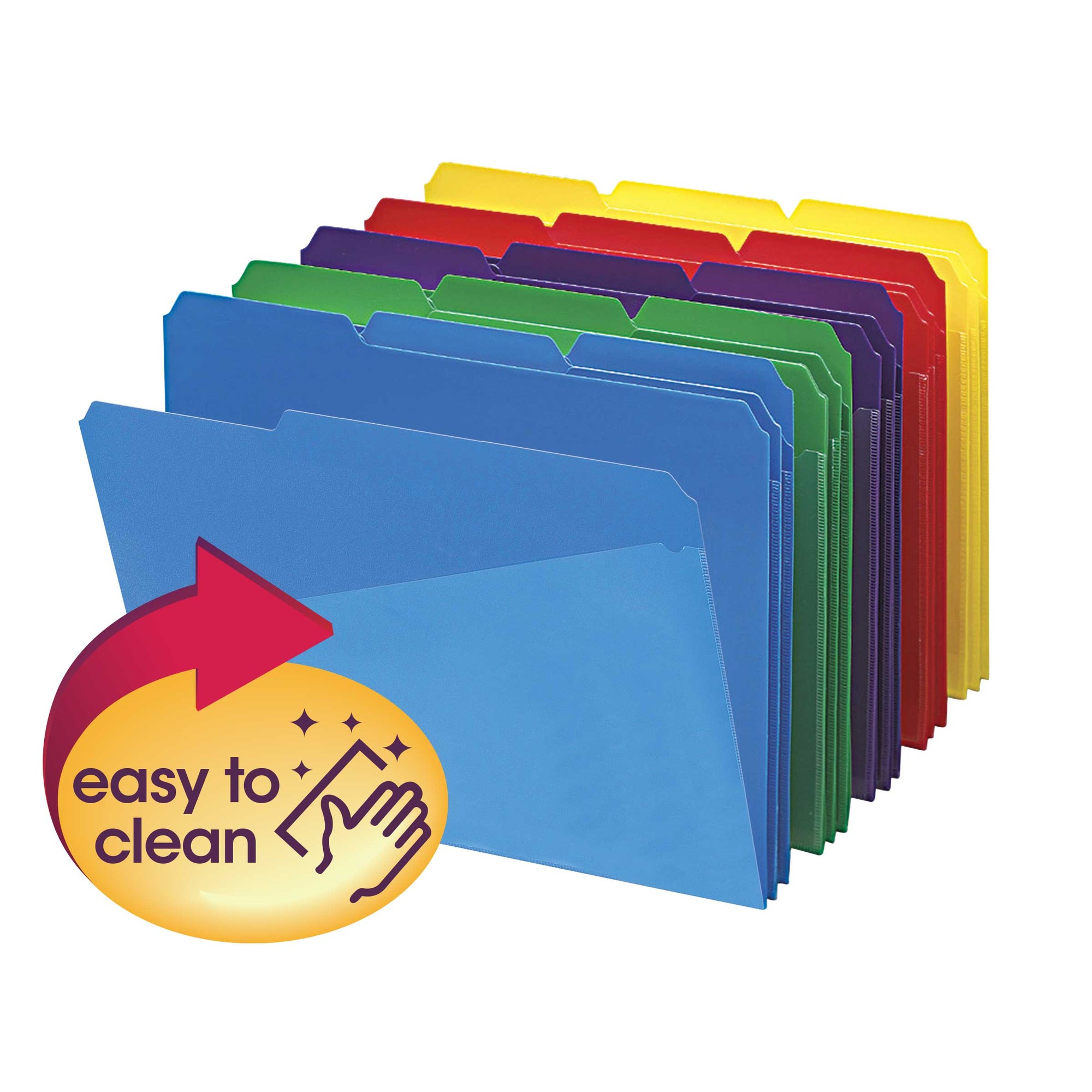Slash Pocket Poly File Folders, 1/3 Cut Top Tab, Letter, Assorted, 30/Box