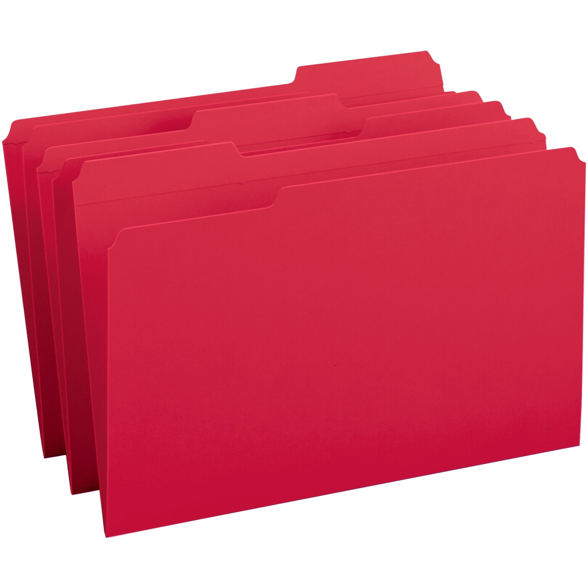 File Folders, 1/3 Cut, Reinforced Top tab, Legal, Red, 100/Box