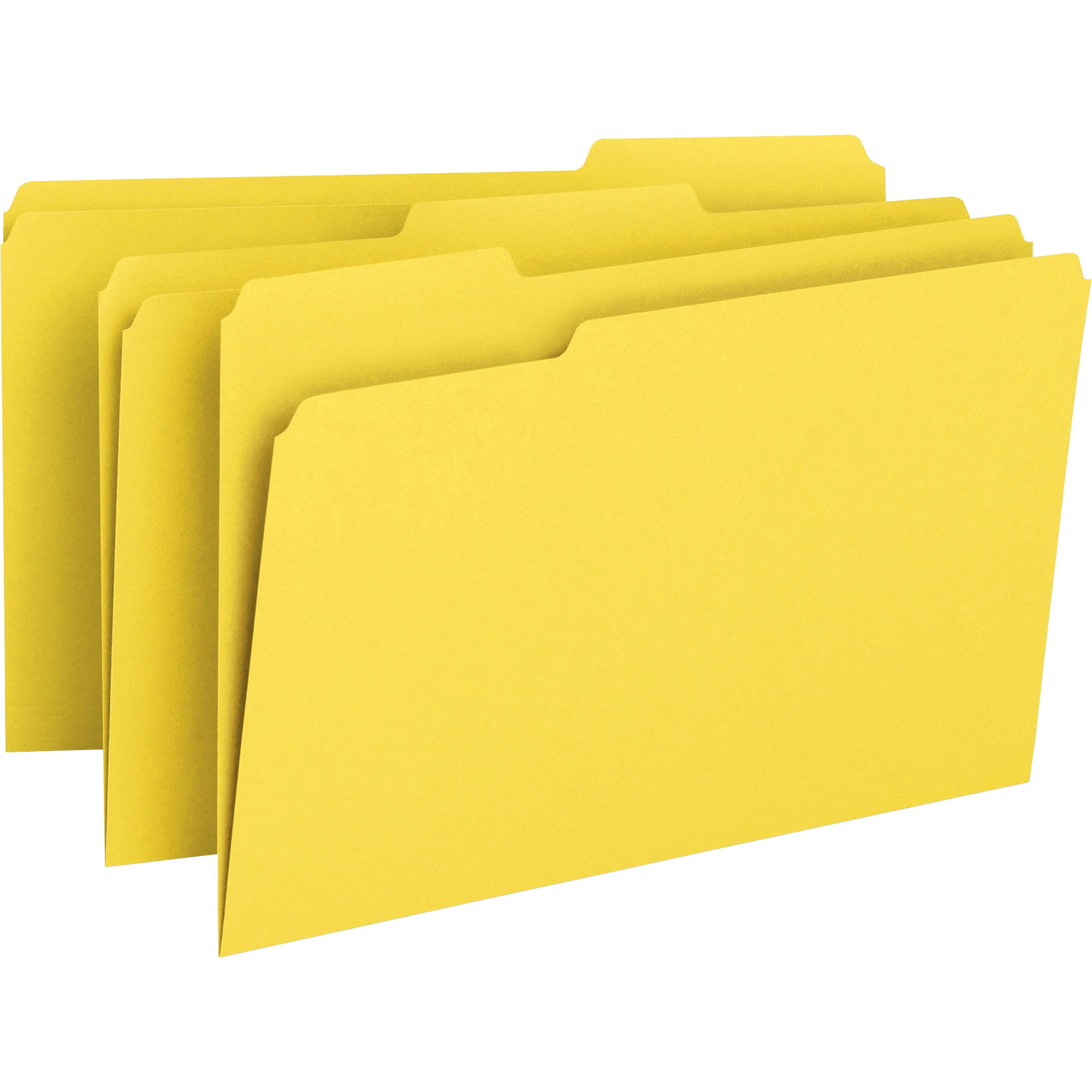 File Folders, 1/3 Cut Top Tab, Legal, Yellow, 100/Box