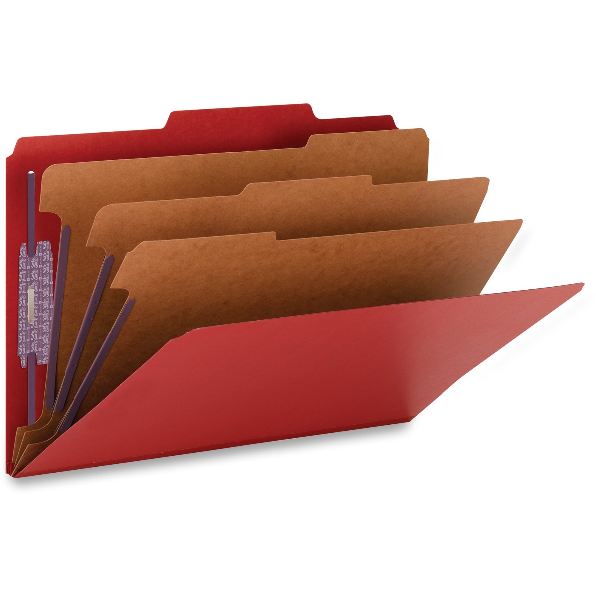 3" Expansion Folders with 2/5 Cut Tab, Legal, Eight-Section, Bright Red, 10/Box