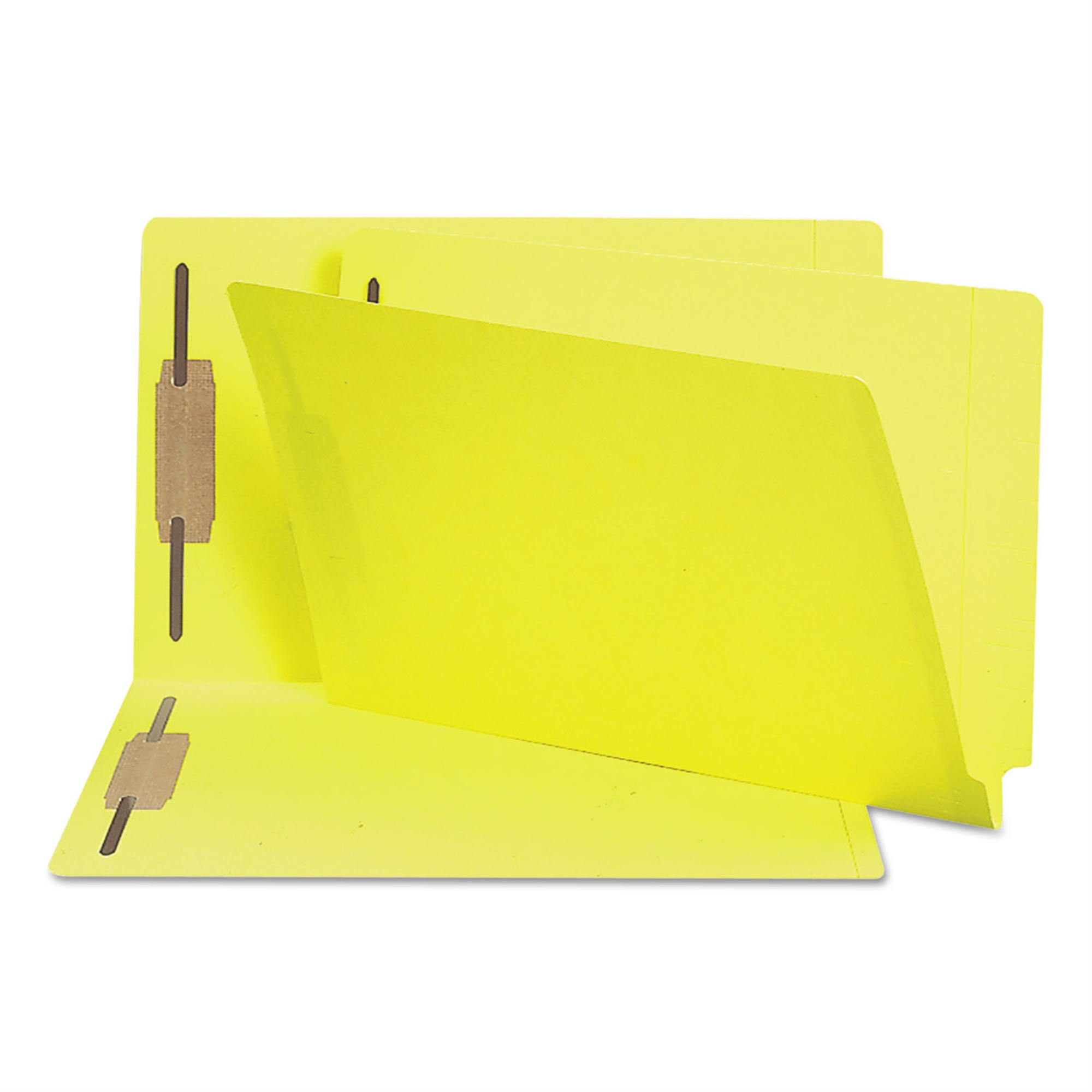 Two-Inch Capacity Fastener Folders, Straight Tab, Legal, Yellow, 50/Box