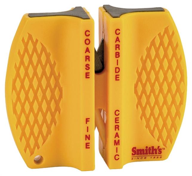 Smith'S CCKB 2-Step Handheld Knife Sharpener, For Use With All Types of Knives, Carbide and Ceramic, Yellow