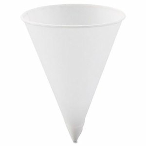 Cone Water Cups, Paper, 4.25oz, Rolled Rim, White, 5000/Case