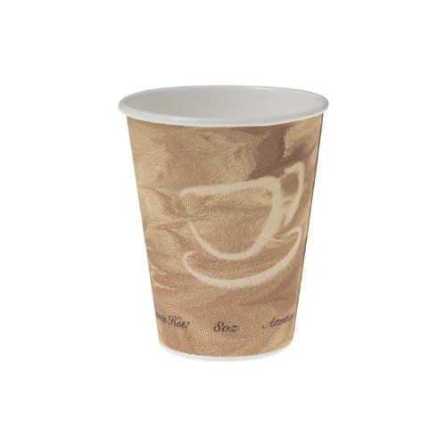 Mistique Polycoated Hot Paper Cup, 8 oz, Printed, Brown