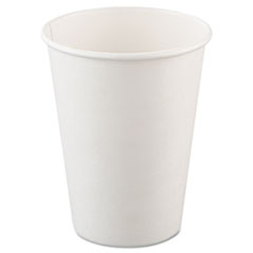 Single-Sided Poly Paper Hot Cups, 12oz, White, 50/Bag, 20 Bags/Case