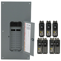 Square D HOM2040M200PCVP Convertible Mains(Breaker) Value Pack Load Center, 120/240 VAC, 200 A, 1 Phases, 20 Spaces