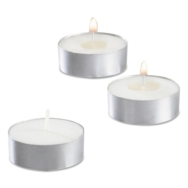 Tealight Candle, 5 Hour Burn, 1/2"h, White, 50/Pack, 10 Packs/Case