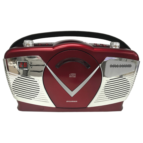 SYLVANIA SRCD212-RED Retro-Style Portable CD Radio Boom Box (Red)