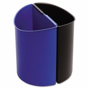 Safco Desk-Side Recycling Receptacle - 14 gal Capacity - Half-round - 16.5" Height x 17.5" Width x 9.5" Depth - Plastic - Black