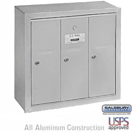Vertical Mailbox - 3 Doors - Aluminum - Surface Mounted - USPS Access