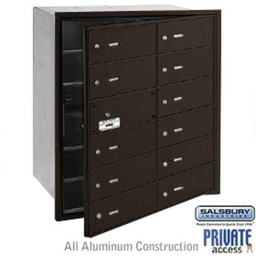 4B+ Horizontal Mailbox (Includes Master Commercial Lock) - 12 B Doors (11 usable) - Bronze - Front Loading - Private Access