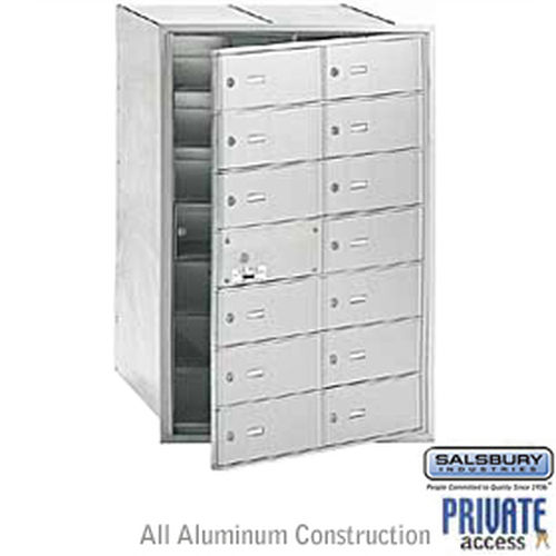 4B+ Horizontal Mailbox (Includes Master Commercial Lock) - 14 B Doors (13 usable) - Aluminum - Front Loading - Private Access