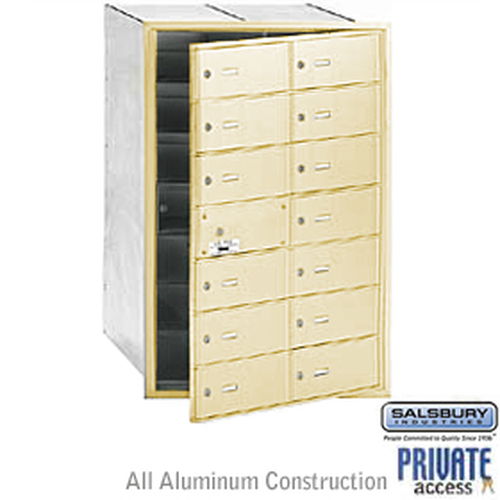 4B+ Horizontal Mailbox (Includes Master Commercial Lock) - 14 B Doors (13 usable) - Sandstone - Front Loading - Private Access