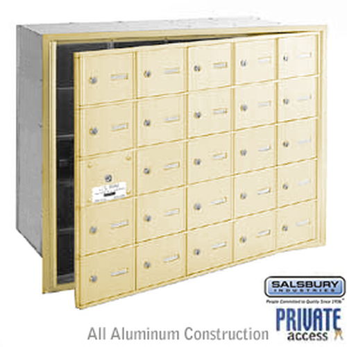 4B+ Horizontal Mailbox (Includes Master Commercial Lock) - 25 A Doors (24 usable) - Sandstone - Front Loading - Private Access