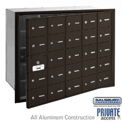 4B+ Horizontal Mailbox (Includes Master Commercial Lock) - 25 A Doors (24 usable) - Bronze - Front Loading - Private Access
