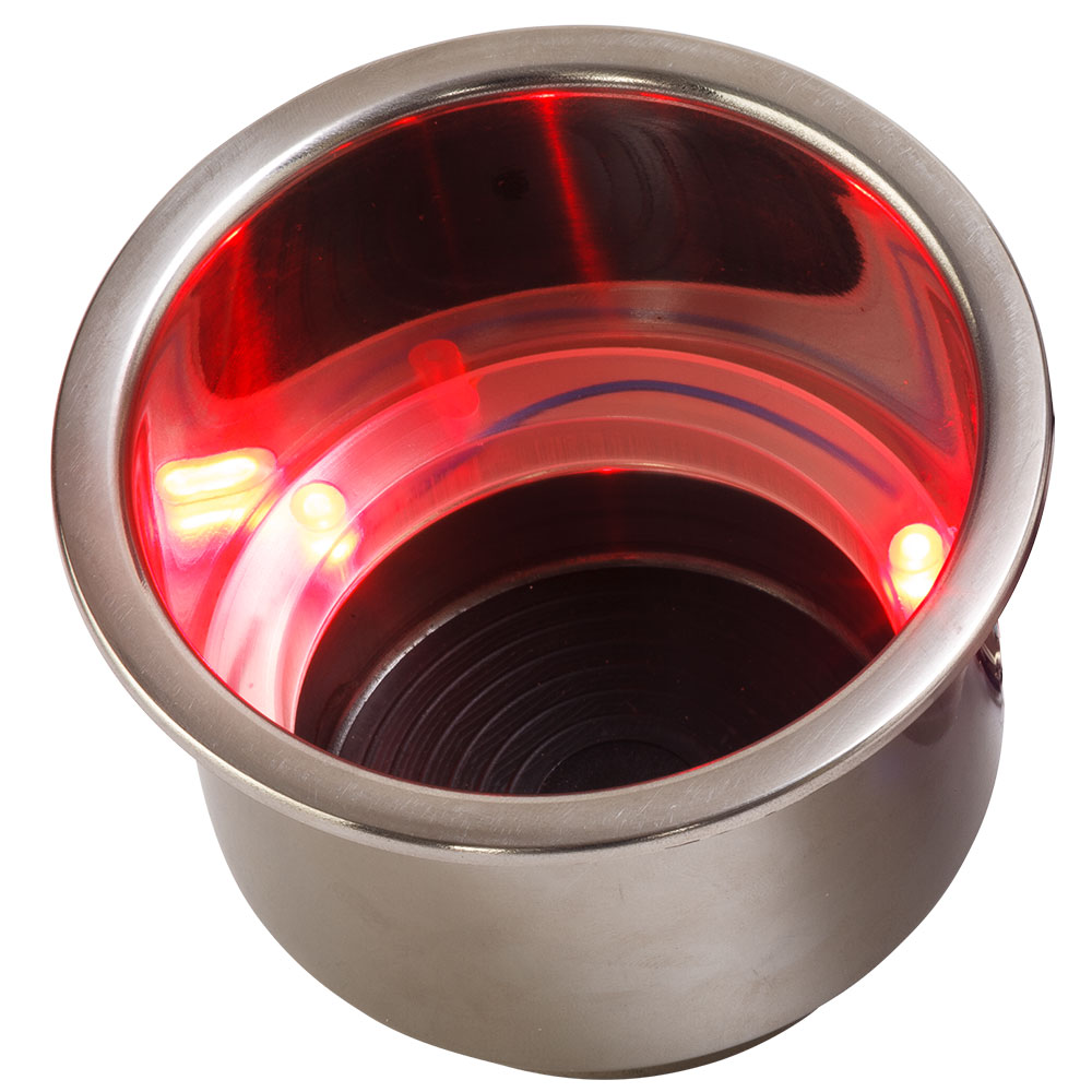 Sea-Dog LED Flush Mount Combo Drink Holder w/Drain Fitting - Red LED