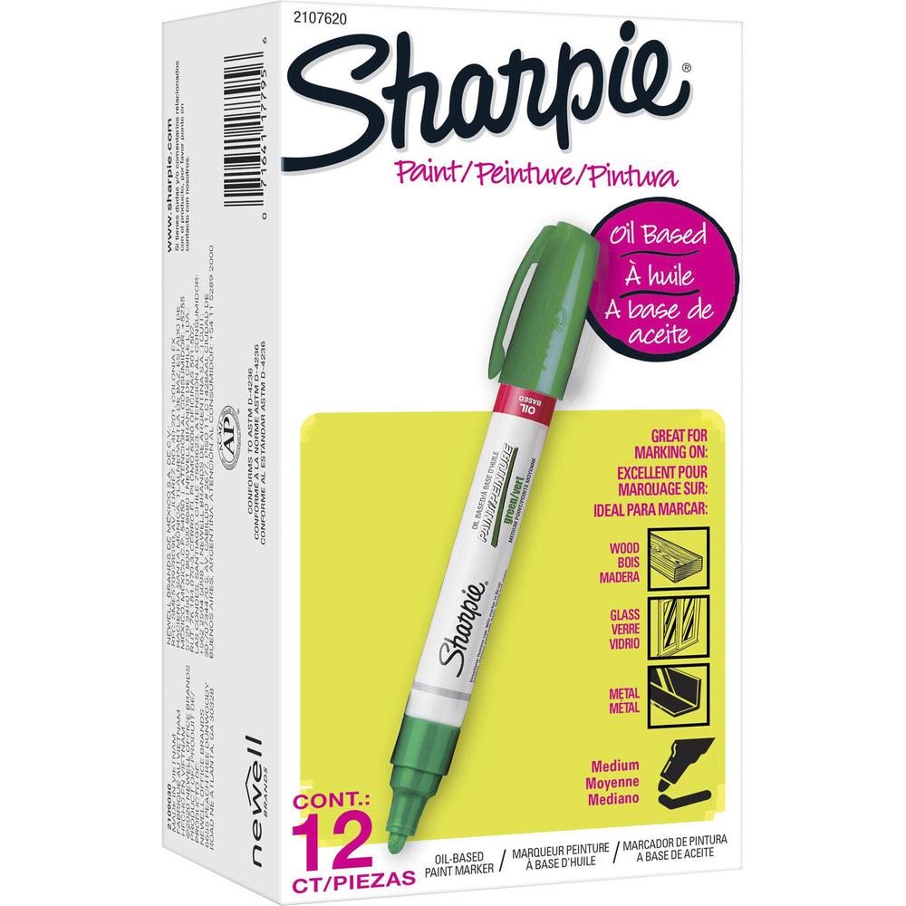 Sharpie Oil-based Paint Markers - Medium Marker Point - Green Oil Based Ink - 1 Dozen