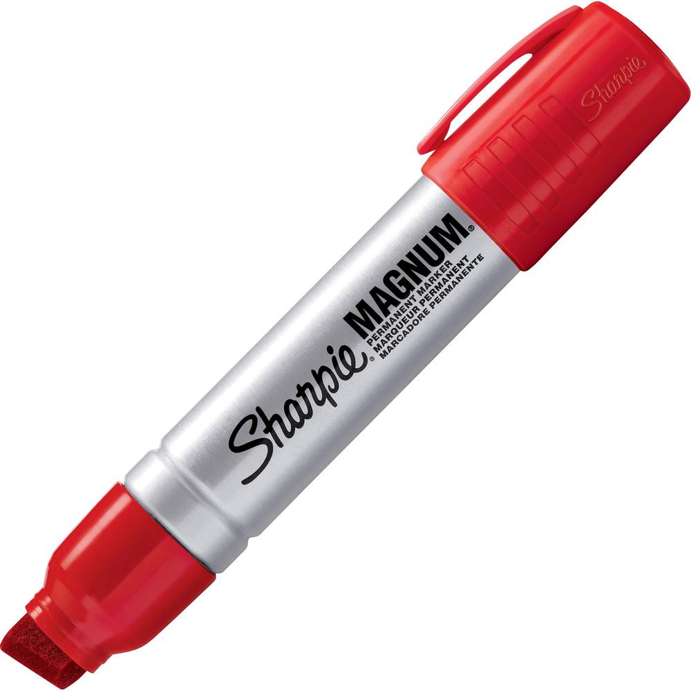 Sharpie Magnum Permanent Marker - Jumbo Marker Point - 15.87 mm Marker Point Size - Chisel Marker Point Style - Red - Silver Pla