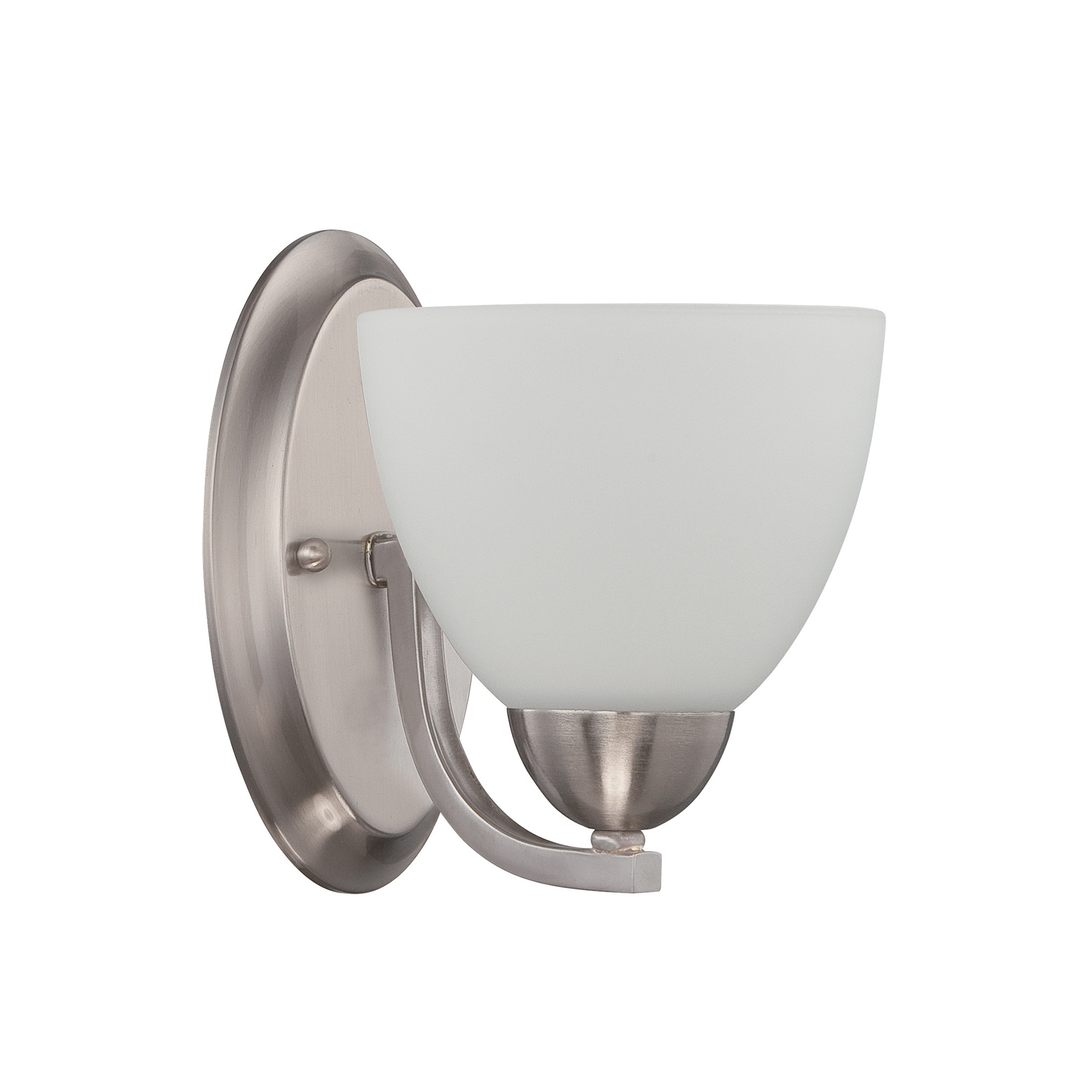 Sunset Lighting - One Light Preston Wall Sconce - in Bright Satin Nickel, Opal Etched Glass