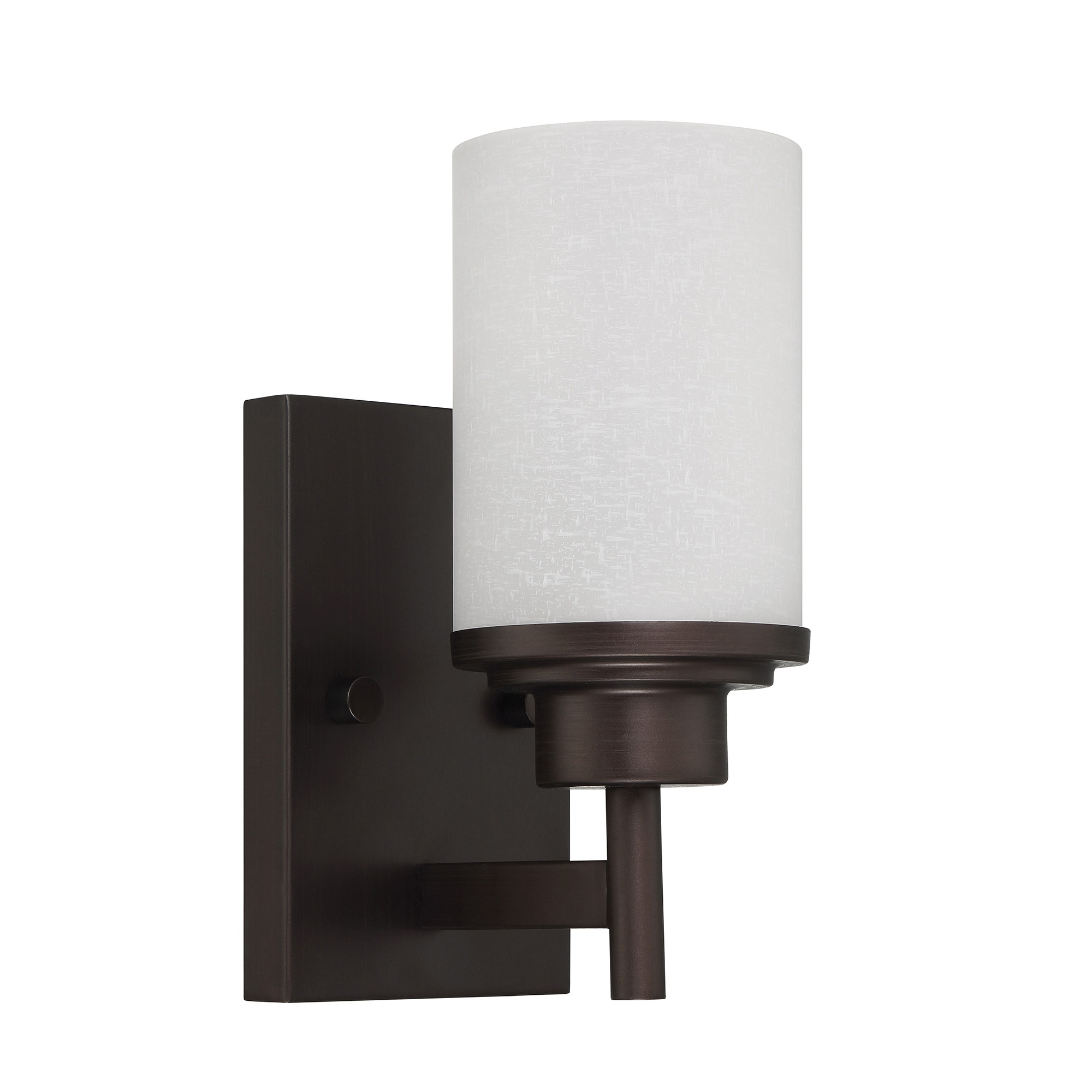 Sunset Lighting Somes One Light Wall Sconce - Linen Glass, Dimmable - With Provincial Bronze Finish