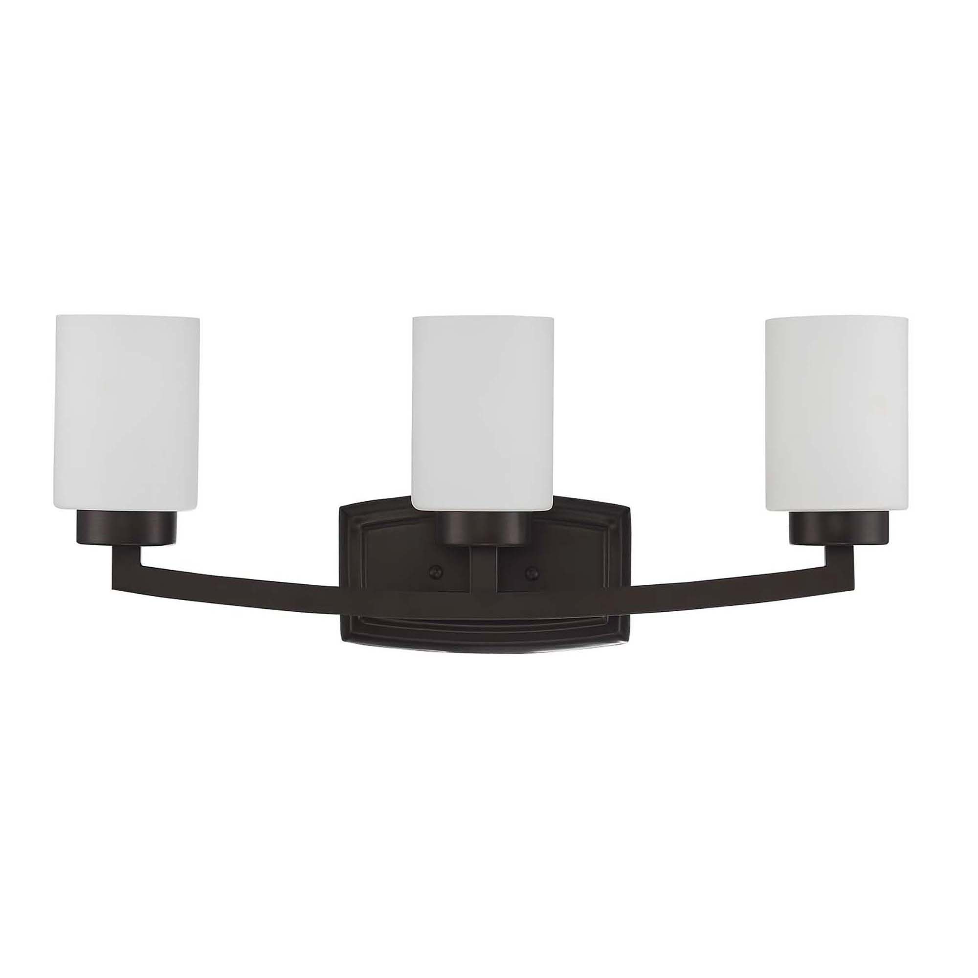 Sunset Lighting Three Light Hadley Vanity - Opal Glass, Dimmable - with Provincial Bronze Finish