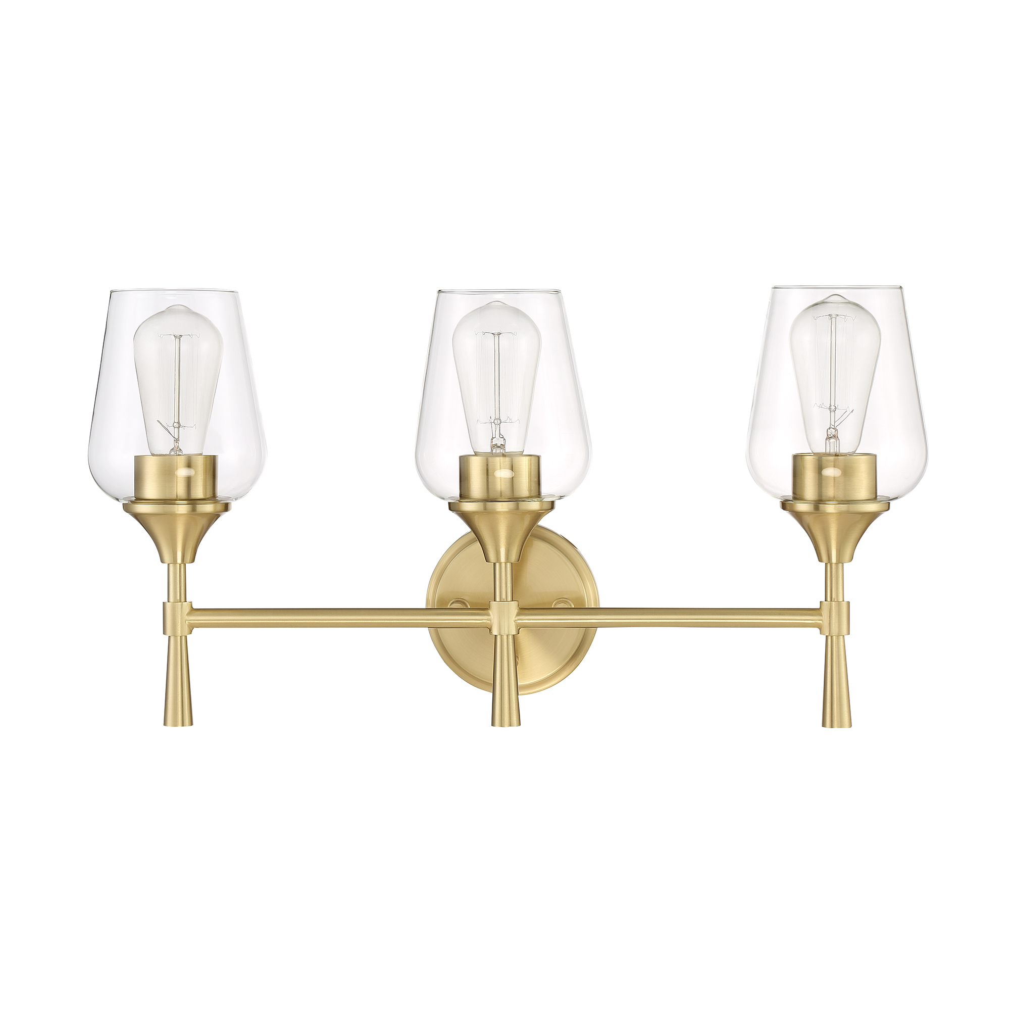 Sunset Lighting Three Light Stella Vanity - Clear Glass - with Champagne Gold Finish