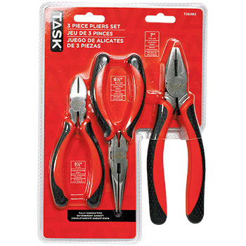 3pc Pliers Set with Soft Touch Rubber Grip