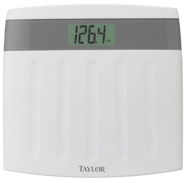 Taylor 73564012 Digital Electronic Scale, 350 lb, 1.3 in, LCD, White, Gray Lens