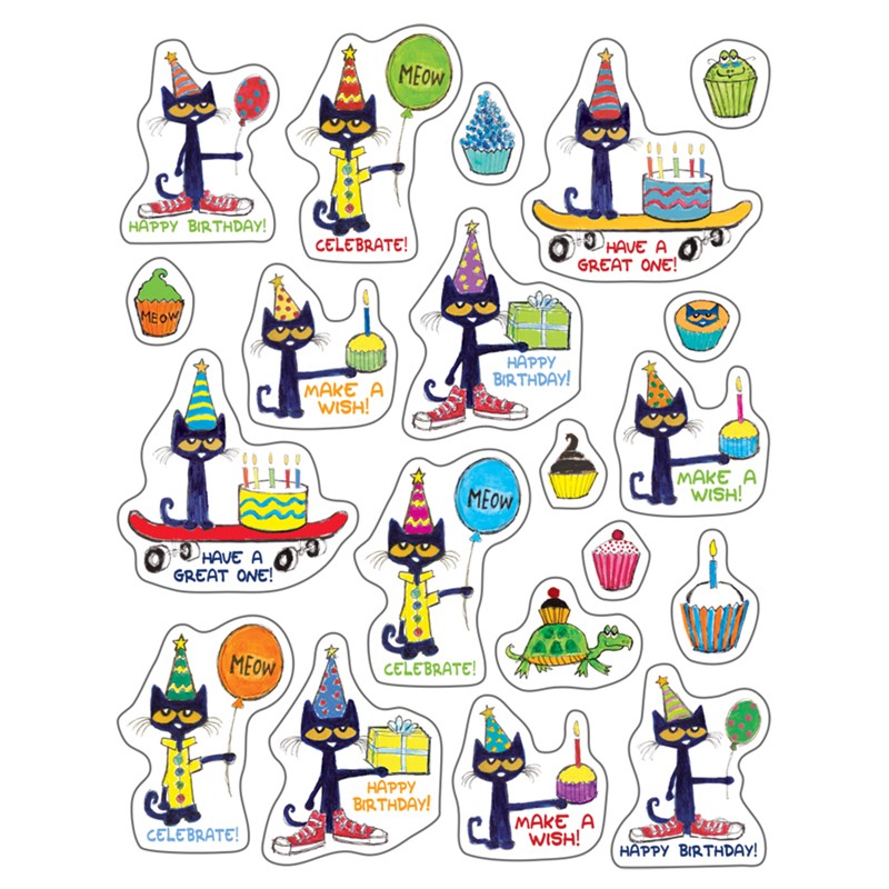 Pete the Cat Happy Birthday Stickers, Pack of 120