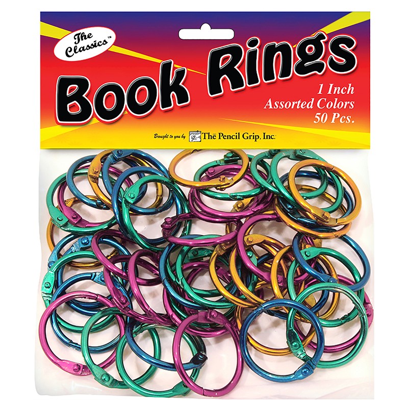 Book Rings, Assorted Colors, Pack of 50