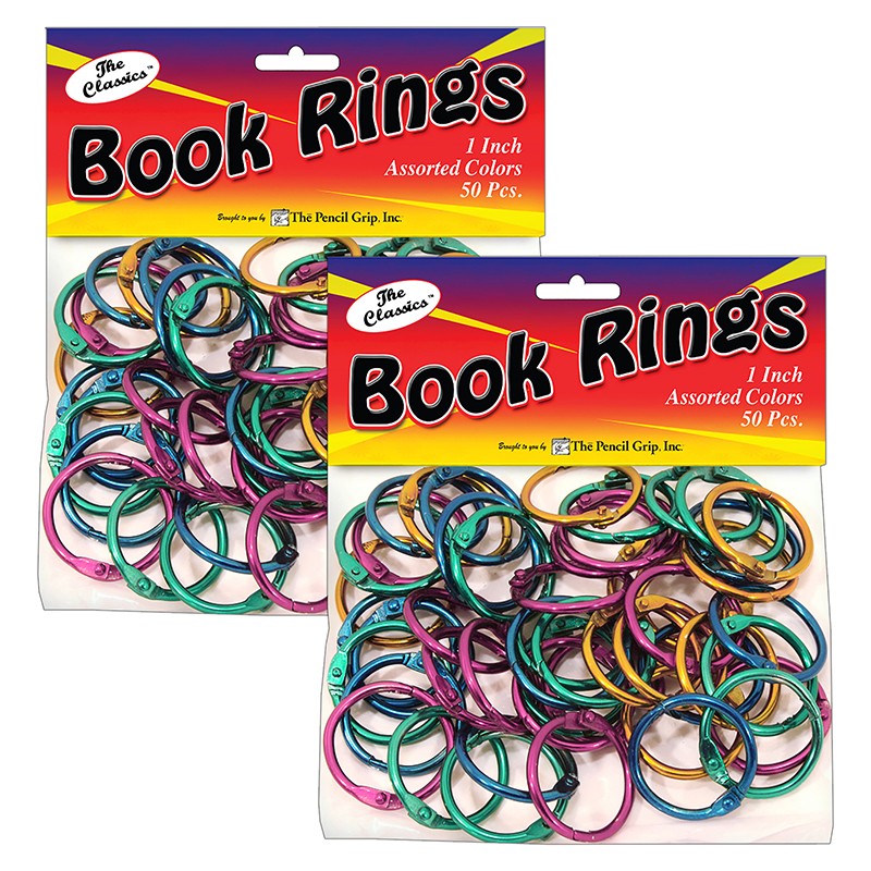 Book Rings, Assorted Colors, 50 Pack Per Pack, 2 Packs