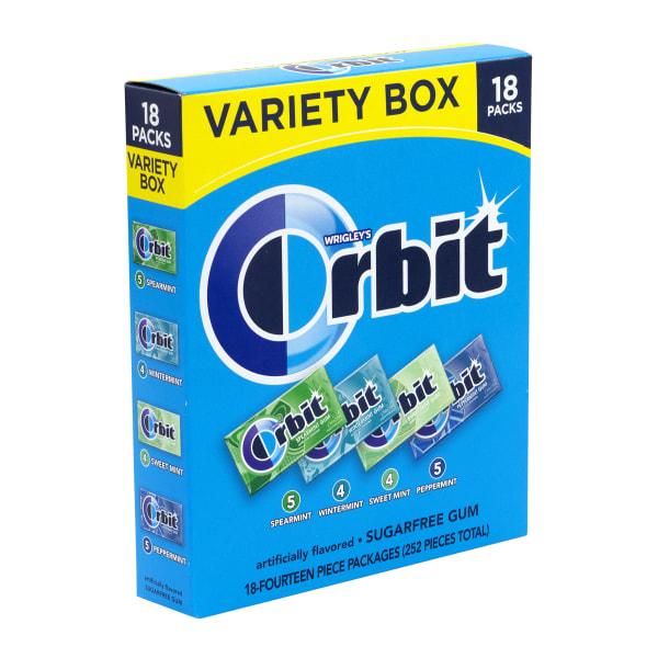 Sugar-Free Chewing Gum Variety Box, Four Mint Flavors, 14 Pieces/Pack, 18 Packs/Box, Delivered in 1-4 Business Days