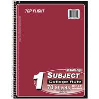 Top Flight WB705/PFW Wirebound Note Book, 10-1/2 in L X 8 in W, 70 Sheet, Assorted