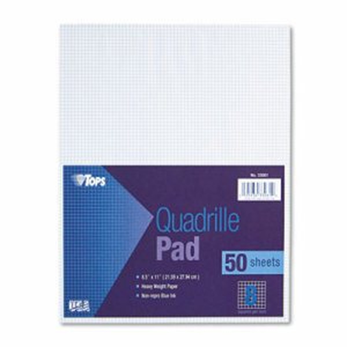 Quadrille Pads, 8 Squares/Inch, 8 1/2 x 11, White, 50 Sheets