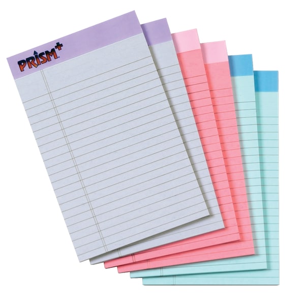 Prism Plus Colored Legal Pads, 5 x 8, Pastels, 50 Sheets, 6 Pads/Pack