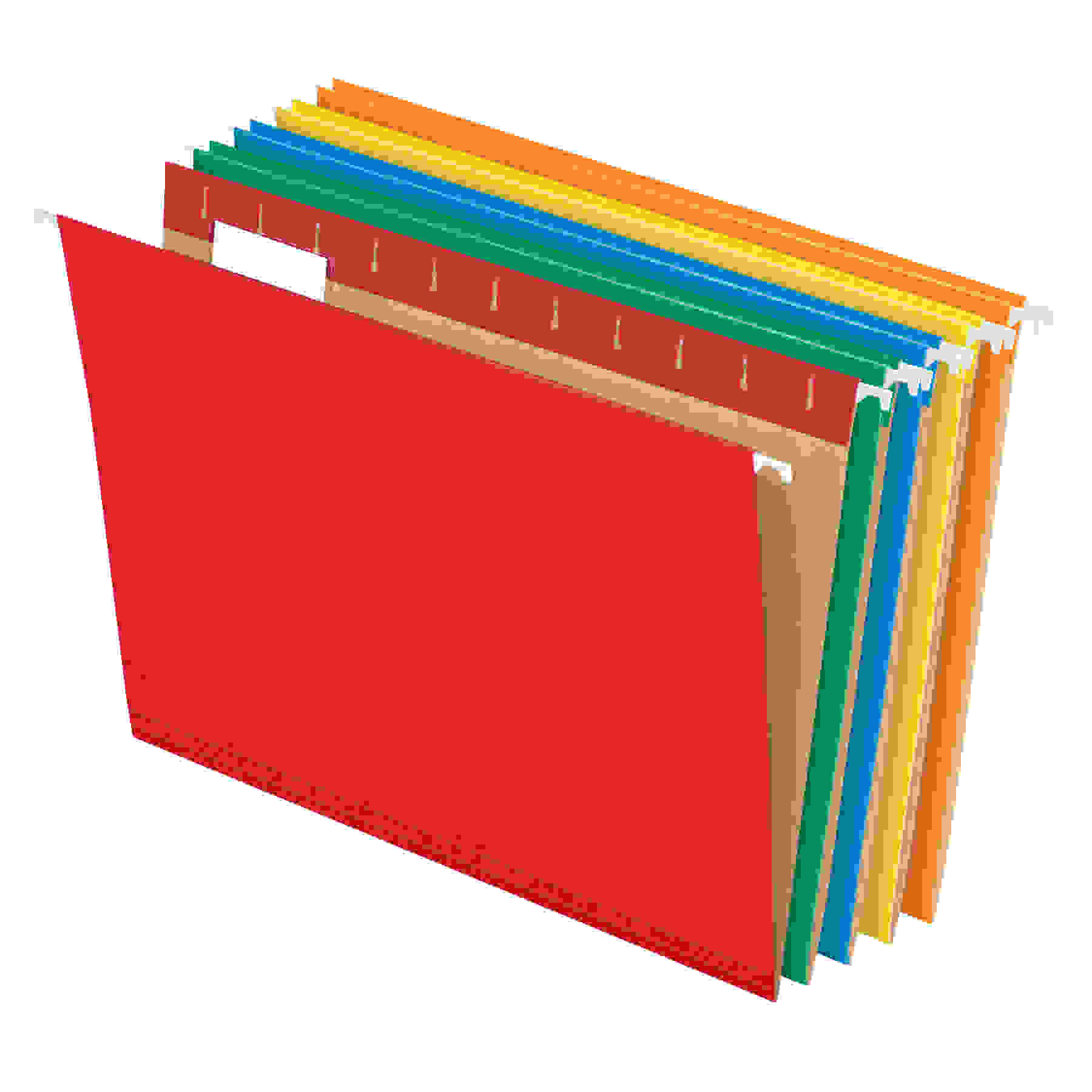 Colored Hanging Folders, 1/5 Tab, Letter, 5 Assorted Colors, 25/Box