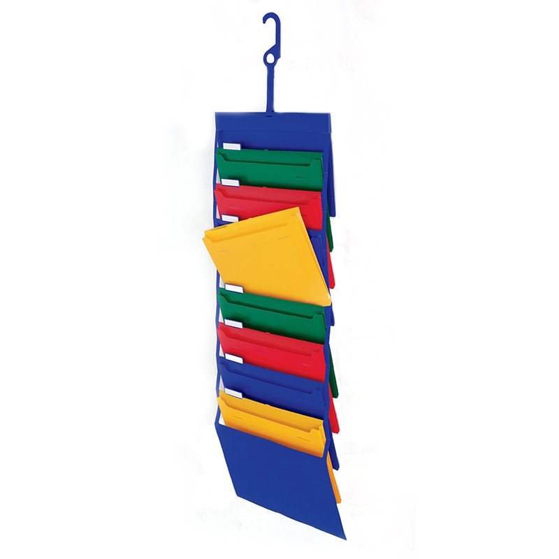 Desk Free Hanging Organizer, Letter Size, 8 Pockets, Blue with Primary Colors