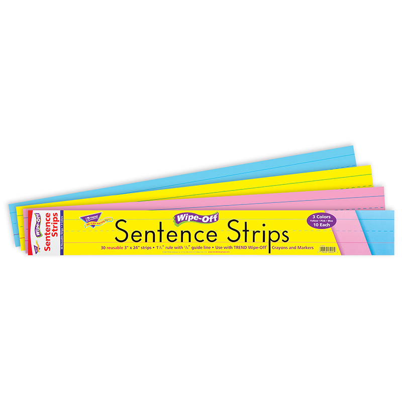 24" Multicolor Wipe-Off Sentence Strips