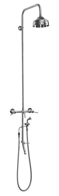 ADA Outdoor Wall Mount Hot and Cold Shower with 6" Shower Head in Stainless Steel and Chrome Plated Brass