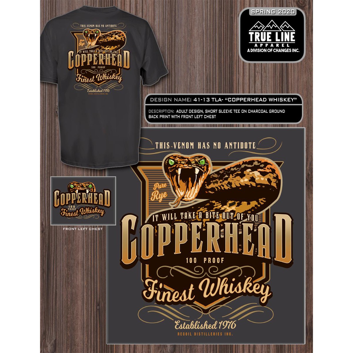 Changes Ss Tee Copperhead Whiskey Charcoal L