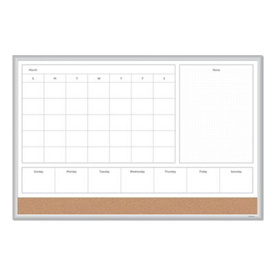 4N1 Magnetic Dry Erase Combo Board, 36 x 24, White/Natural