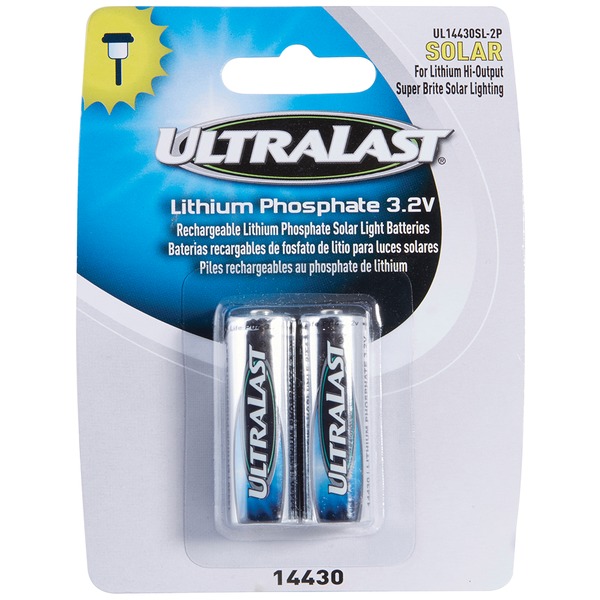 Ultralast UL14430SL-2P UL14430SL-2P 14430 Lithium Batteries for Solar Lighting, 2 pk