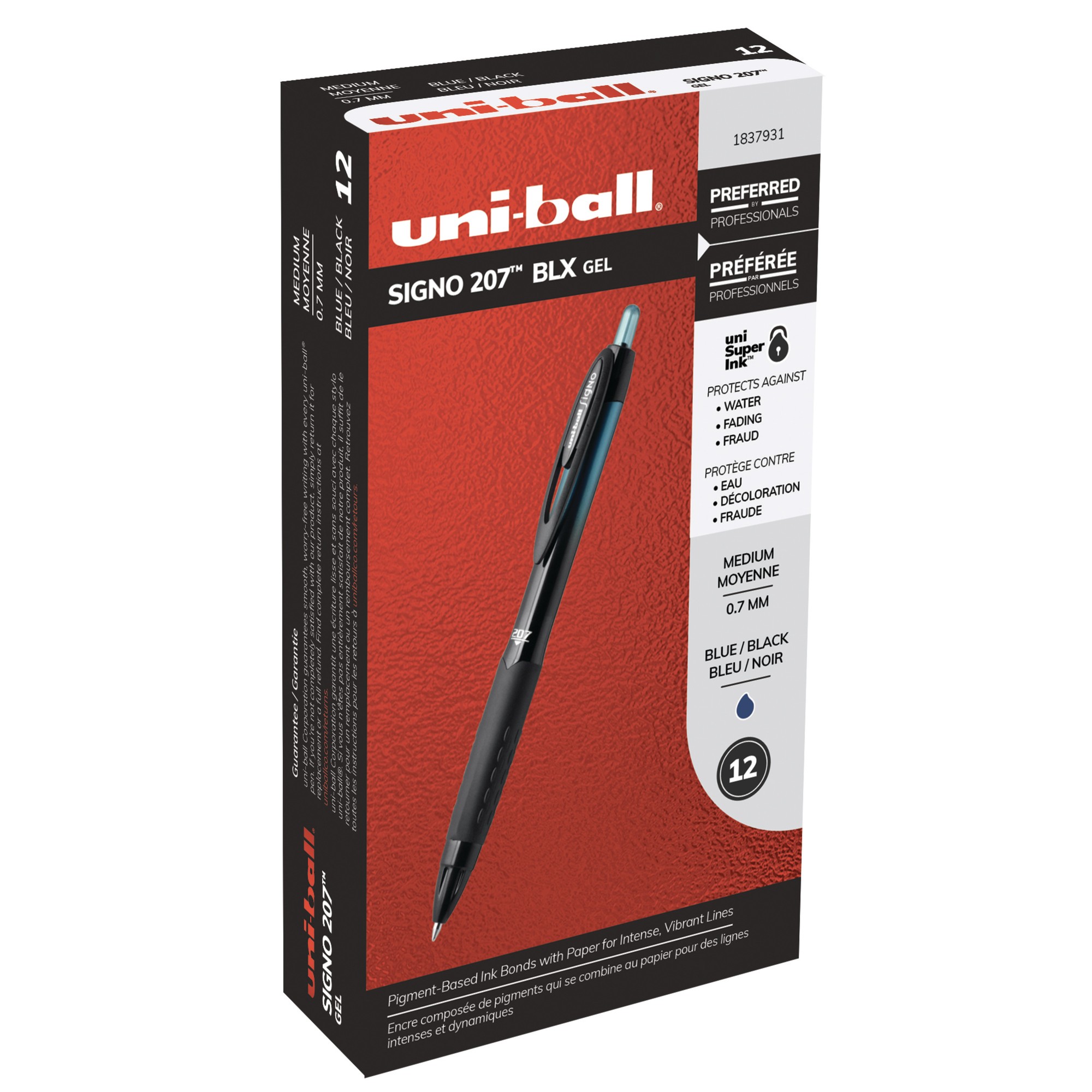 207 BLX Series Retractable Gel Pen, 0.7mm, Black Ink, Translucent Black Barrel